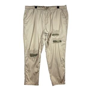 American Rag Drawstring Patchwork Khaki Straight Leg Pants, Size XXL